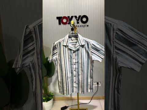 Premium Cuban Collar Bamboo Stripe Shirt GCST 406