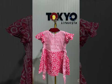 Baby Girls Printed Cotton Dress with Matching Bloomers – Embellished Casual & Party Wear Outfit.193.