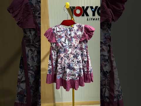 Girls Floral Printed Casual Dress with Waist Tie  590 - Maroon Floral