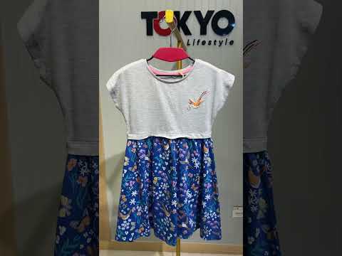Girls Bird & Floral Printed Dress-3300