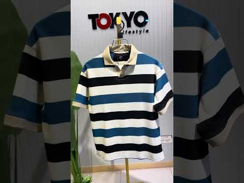 Men's Premium Knit Striped Polo Shirt 502