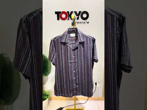 Premium Cuban Collar Bamboo Stripe Shirt GCST 333