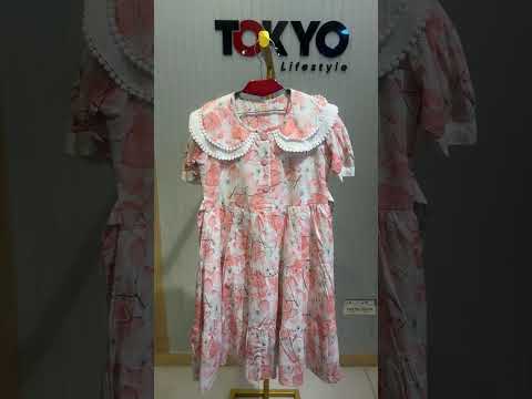 Girls Floral Printed Party Frock Dress with Peter Pan Collar A75