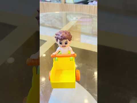 Kids Push Cart Toy with Cute Boy Figure