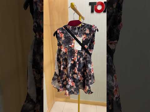Girls Floral Cold-Shoulder Top & Black Pants Set 261