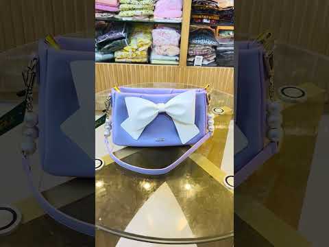 COERK Classic Bow Crossbody Bag – Lavender Vegan Leather Handbag with Pearl Charm B004