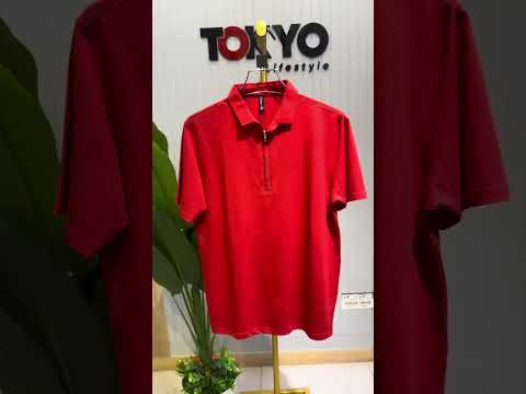 Men’s Premium Solid Polo T-Shirt Red print Soft Stretch Luxury Finish 9096