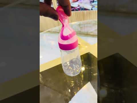 Silicone Baby Feeding Bottle with Spoon (BPA Free, 0+ Months)