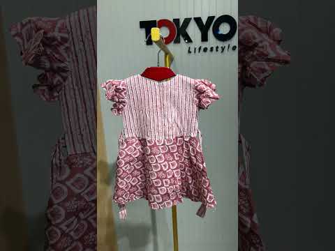 Baby Girls Printed Cotton Dress with Matching Bloomers – Casual Party Wear Outfit.198.
