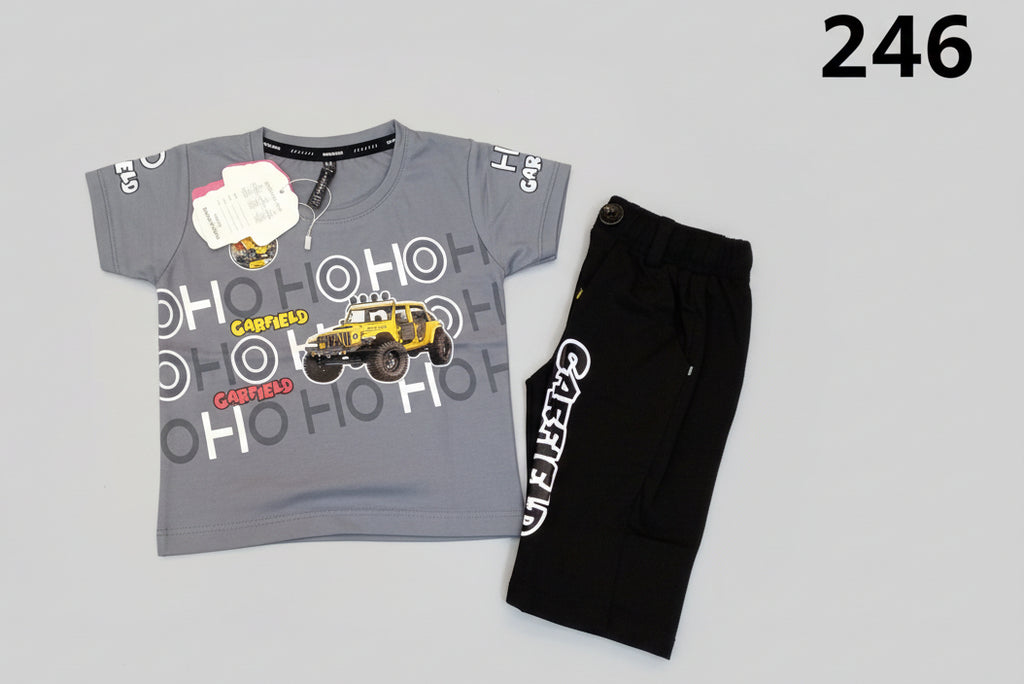 Boys “Garfield Jeep Adventure” Summer T-Shirt & Pant Set 246
