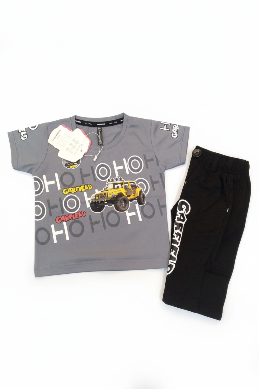 Boys “Garfield Jeep Adventure” Summer T-Shirt & Pant Set 246