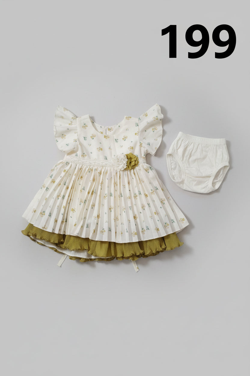 Baby Girls Floral Layered Party Dress Set with Bloomer 199