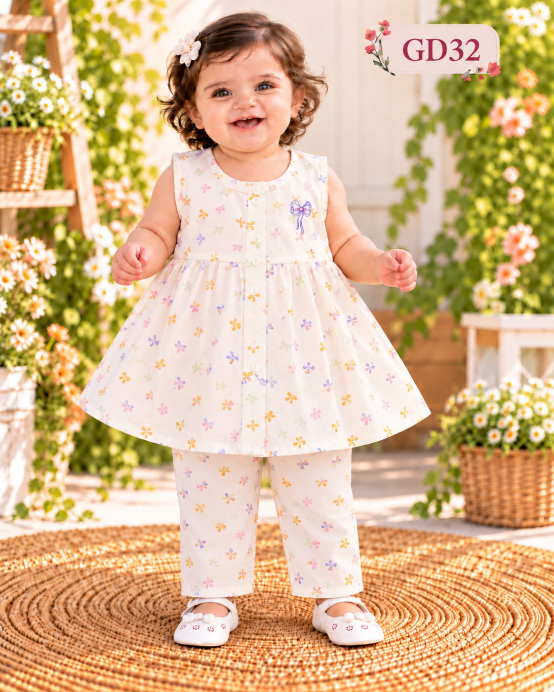 Baby Girls Print Frock & Pant Set – GD32