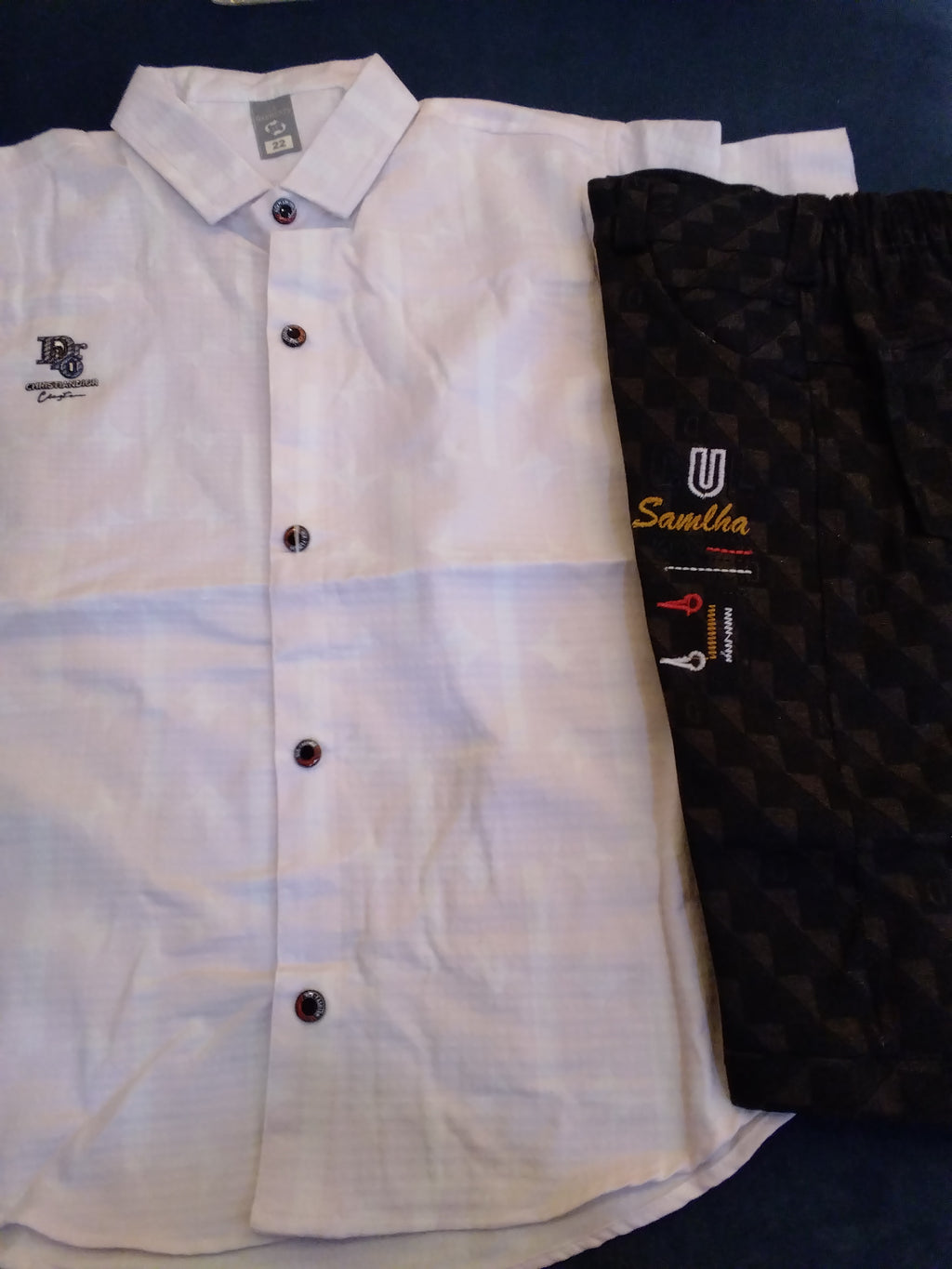 Kids Premium Cotton Shirt & Textured Pant Set 399