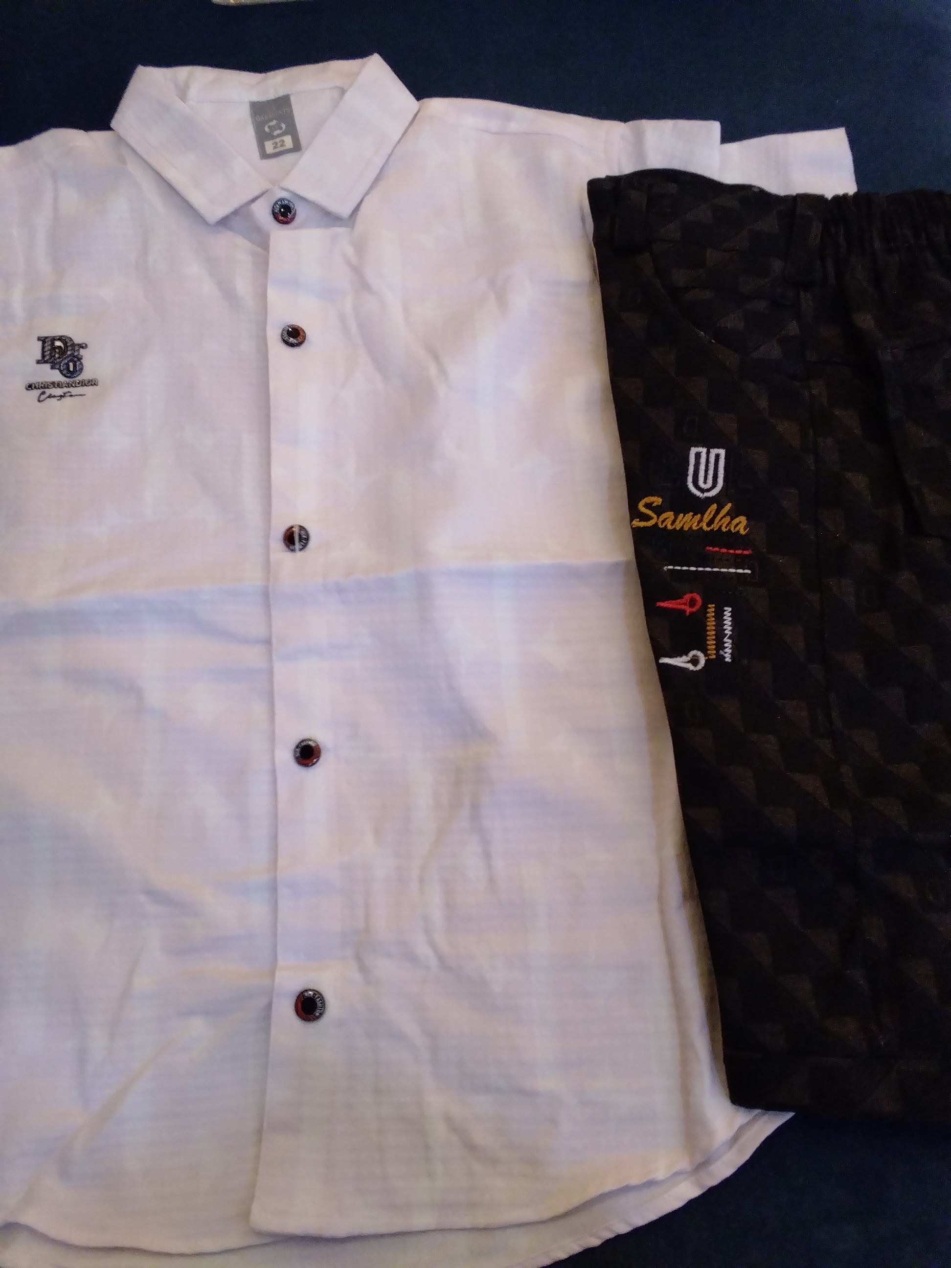 Kids Premium Cotton Shirt & Textured Pant Set 399