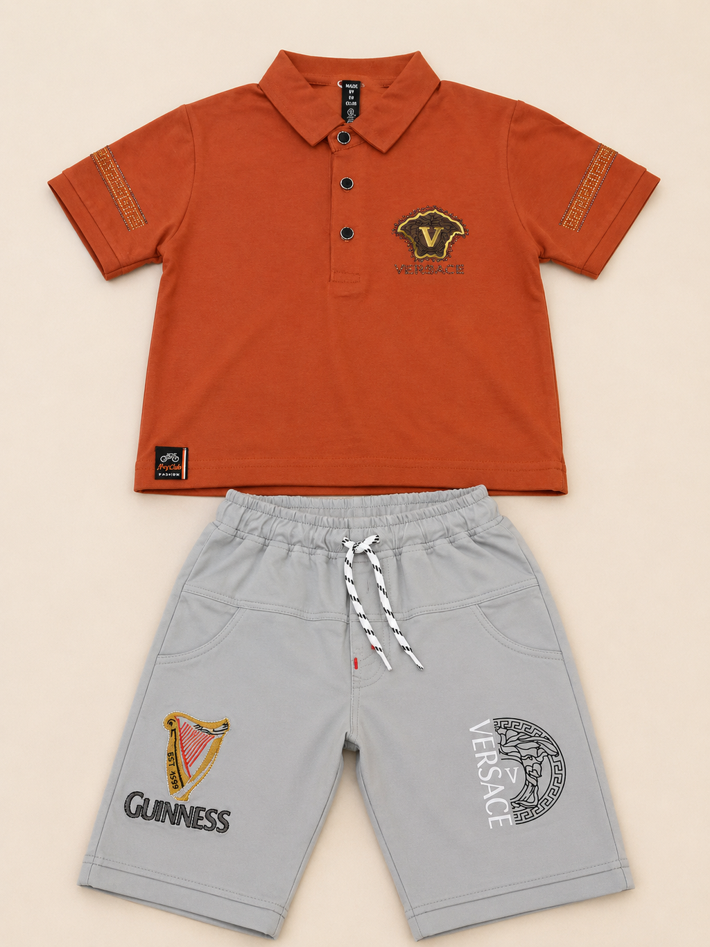Kids Premium Polo T-Shirt & Shorts Set – Designer Badge Edition 256