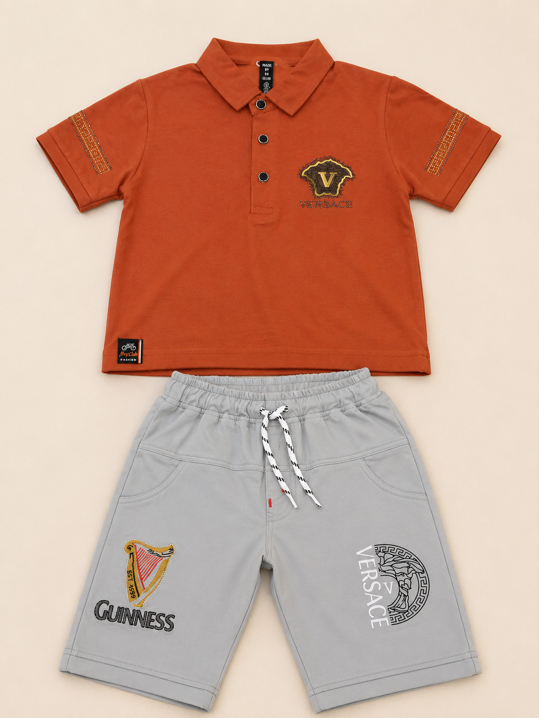 Kids Premium Polo T-Shirt & Shorts Set – Designer Badge Edition 256
