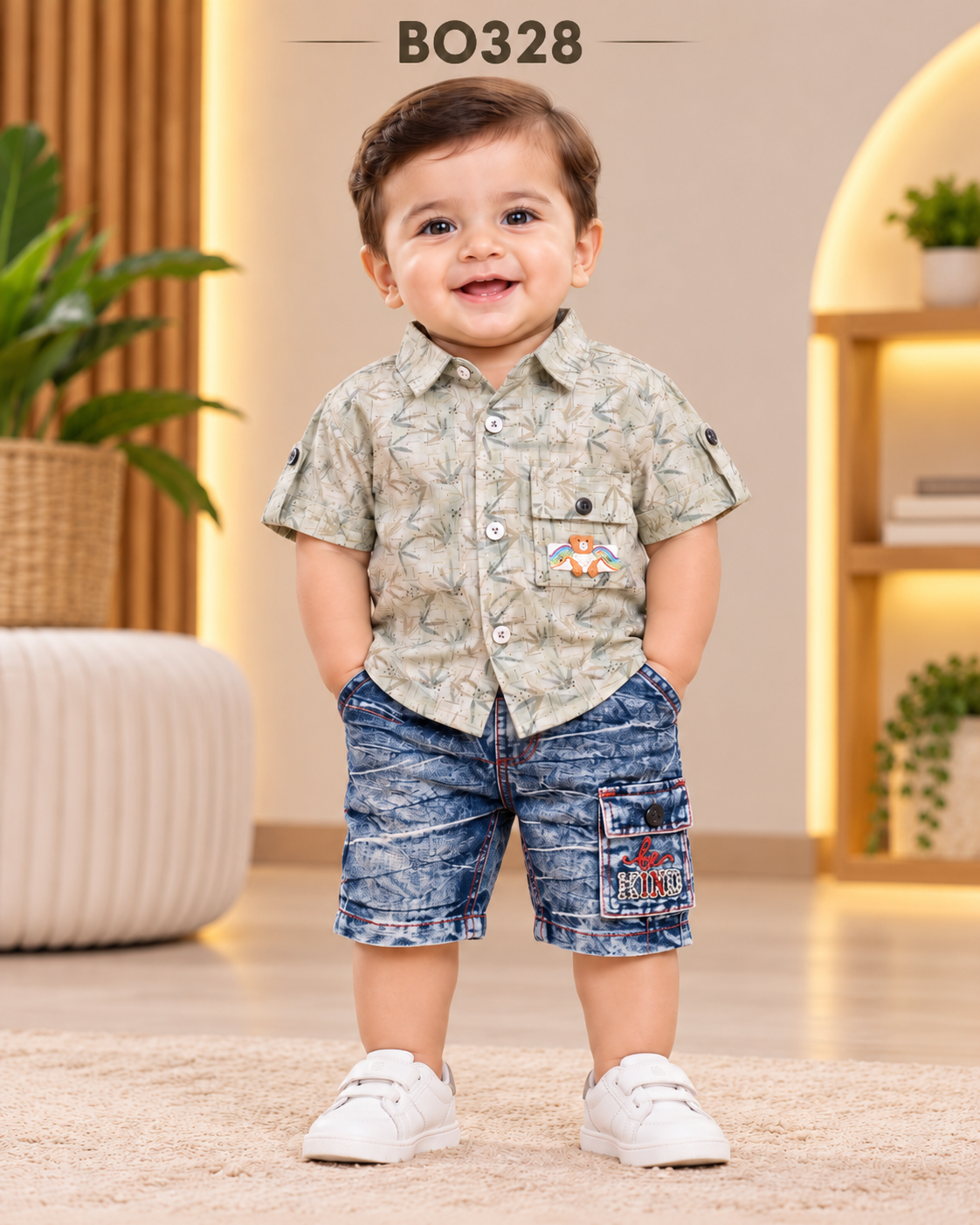 Baby Boy Striped Shirt & Denim Shorts Set – BO328