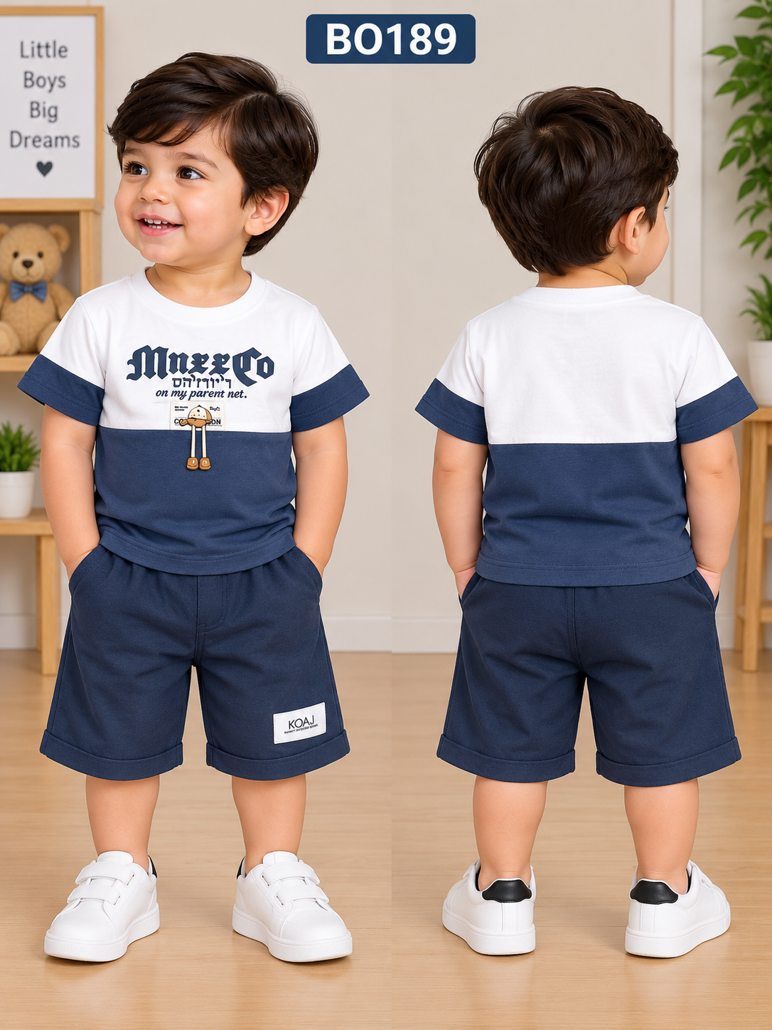 Boys Color Block Graphic T-Shirt & Shorts Set – BO189