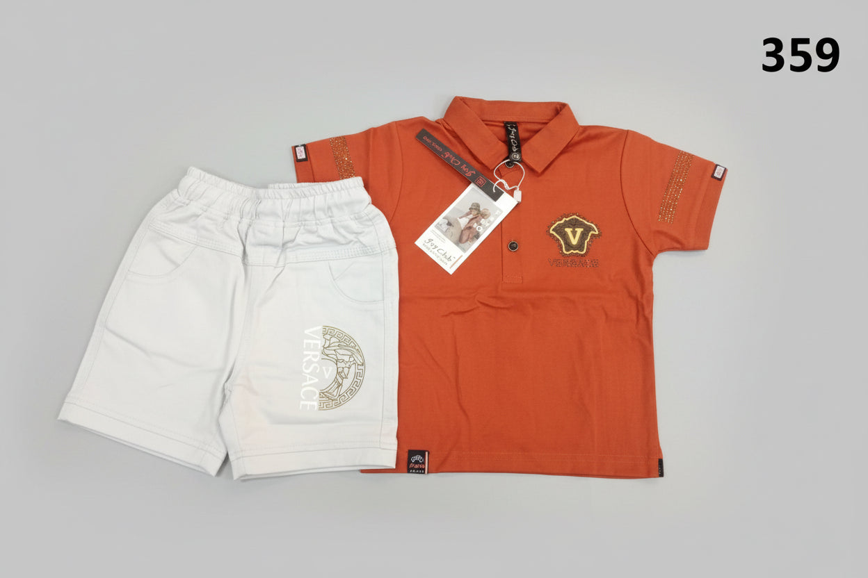 Kids Polo T-Shirt & Shorts Set – Premium Casual Two Piece Outfit 359