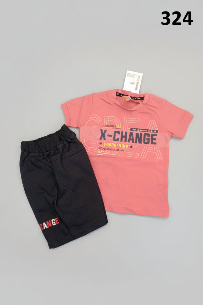 Kids X-Change Printed T-Shirt & Shorts Set.324.