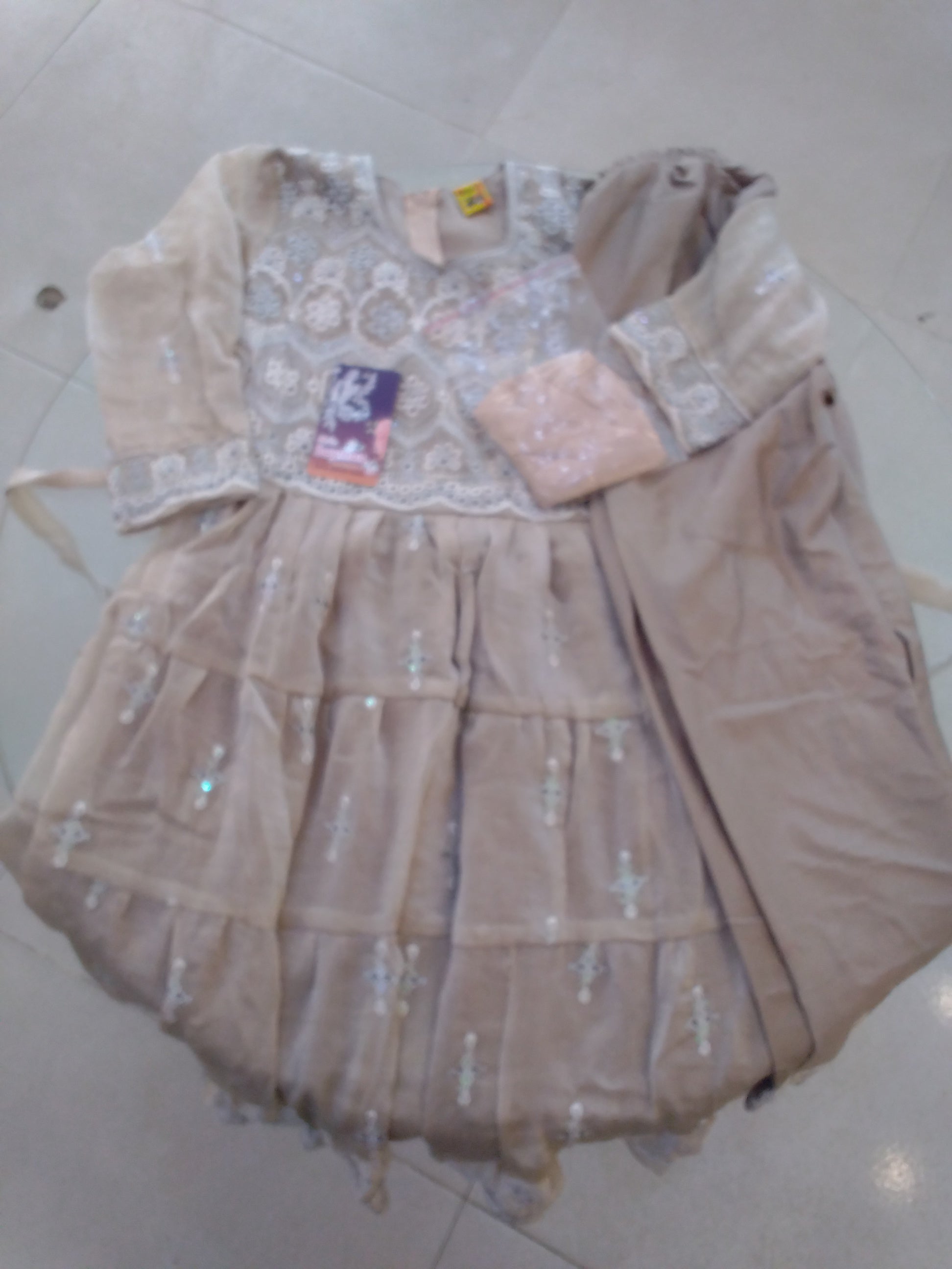 Girls  Embroidered Party Wear Gown Set -C114