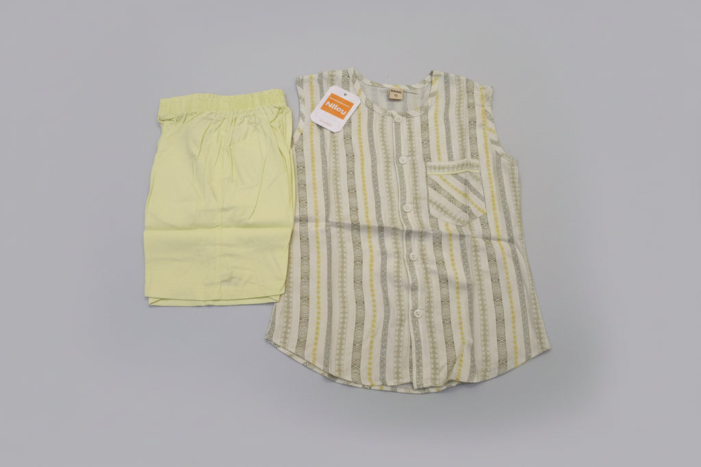 Baby Boys Sleeveless Kurta Pajama Set – Striped Design 178