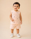 Baby Boy Printed Shirt & Solid Shorts Set 196-Light Peach