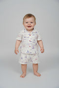 Boys Premium Sailboat Print Summer Shirt & Shorts Set 1418