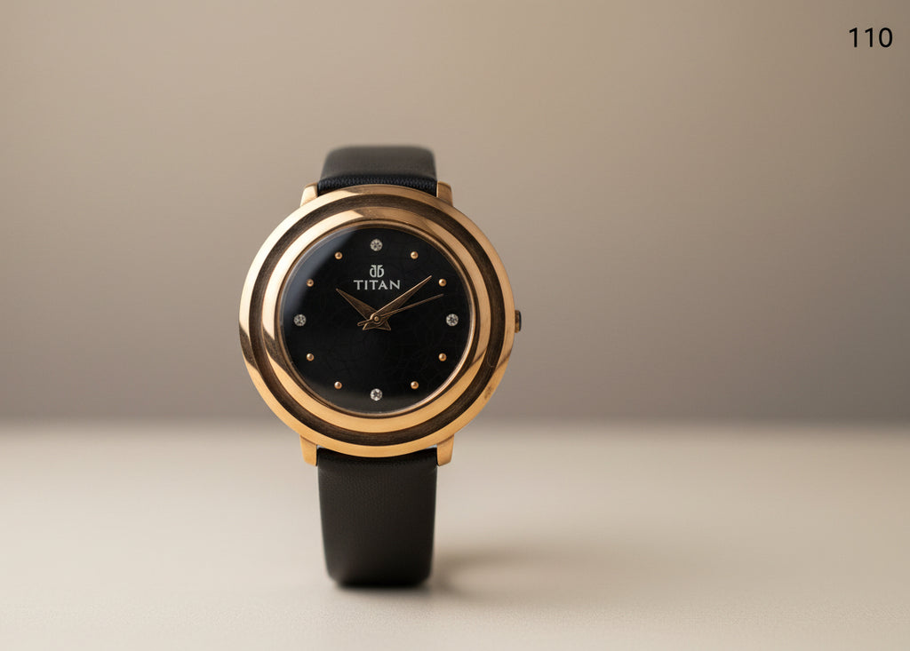 LW 110 Titan Elegant Rose Gold Ladies Leather Strap Watch