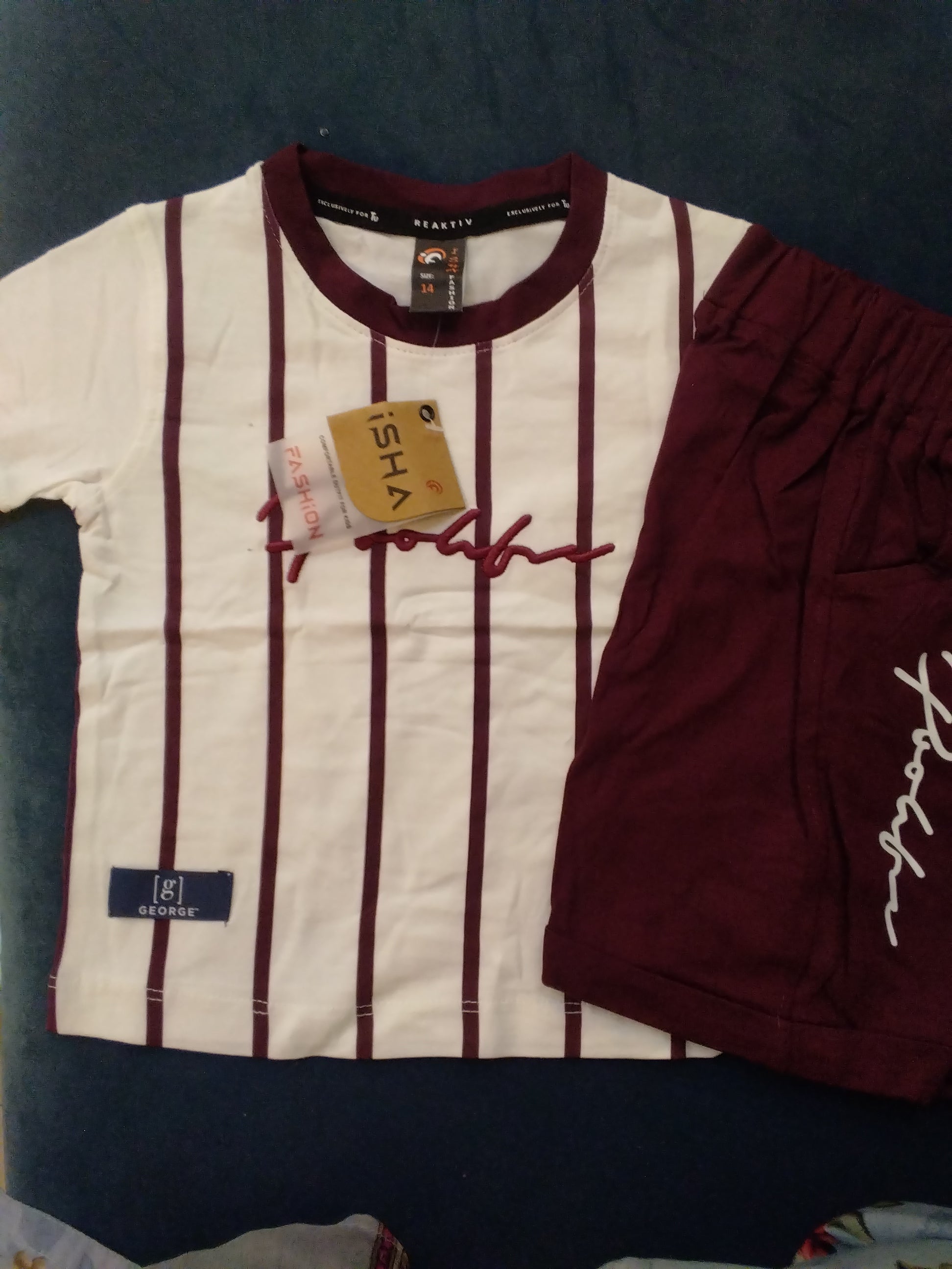 Kids Premium Stripe T-Shirt & Shorts Set-354