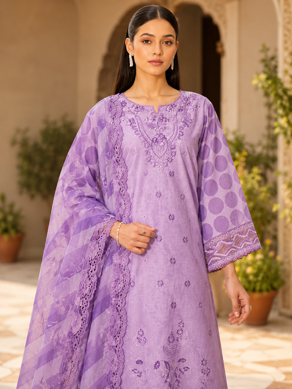 Luxury Digital Printed Lawn Three Piece Set -C293