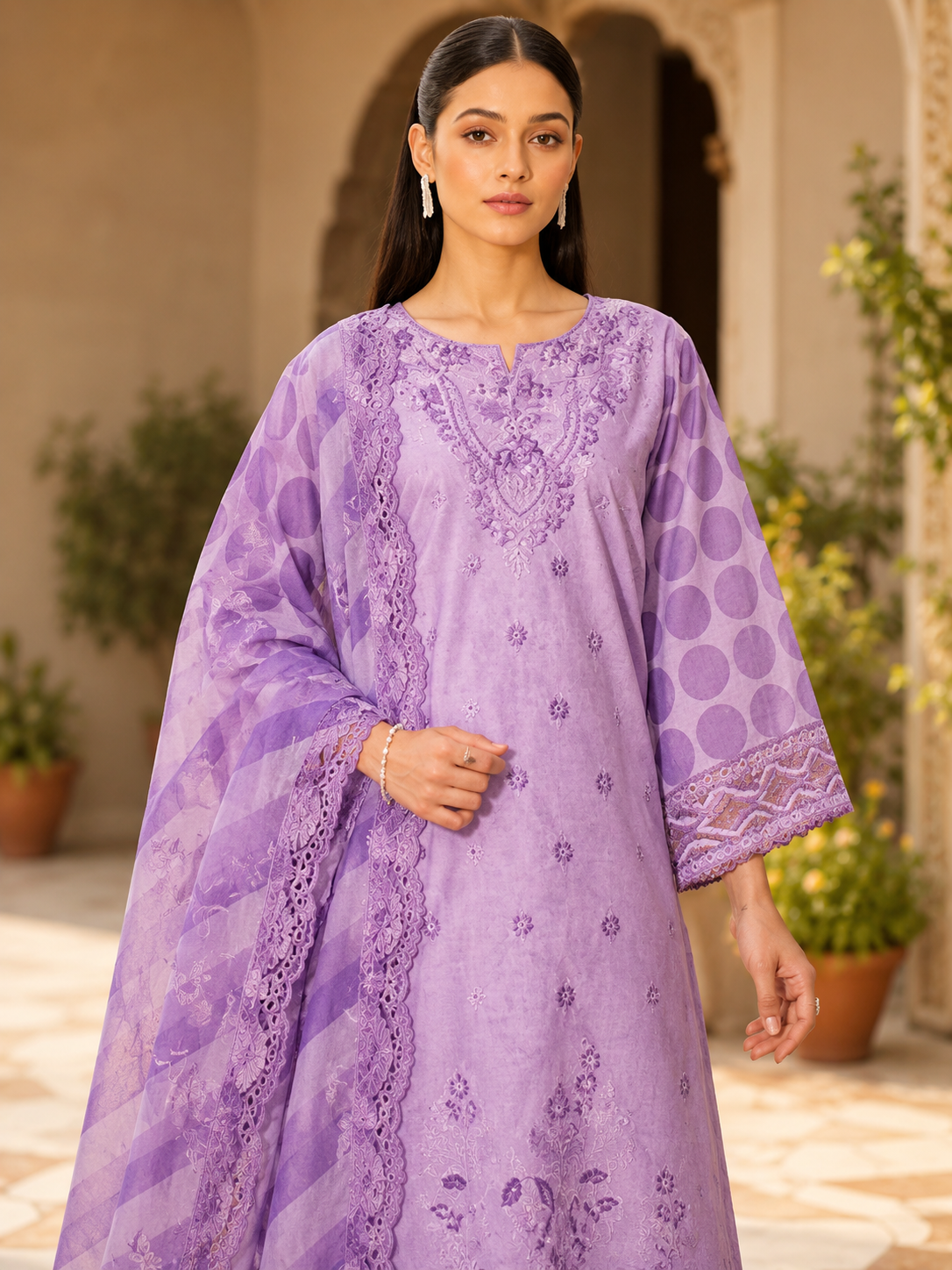 Luxury Digital Printed Lawn Three Piece Set -C293