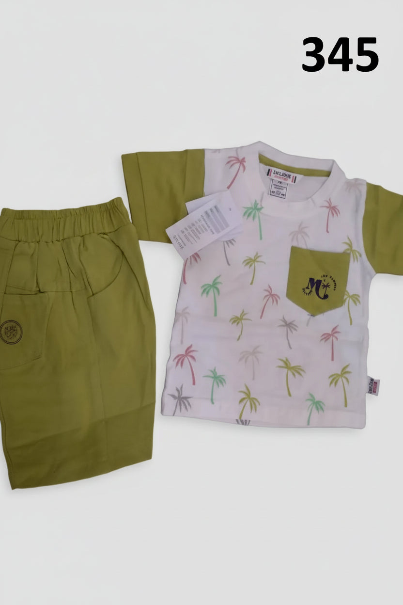 Boys Summer Palm Tree Printed T-Shirt & Shorts Set..345..