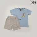 Kids Premium Pencil Print T-Shirt & Striped Shorts Set358.