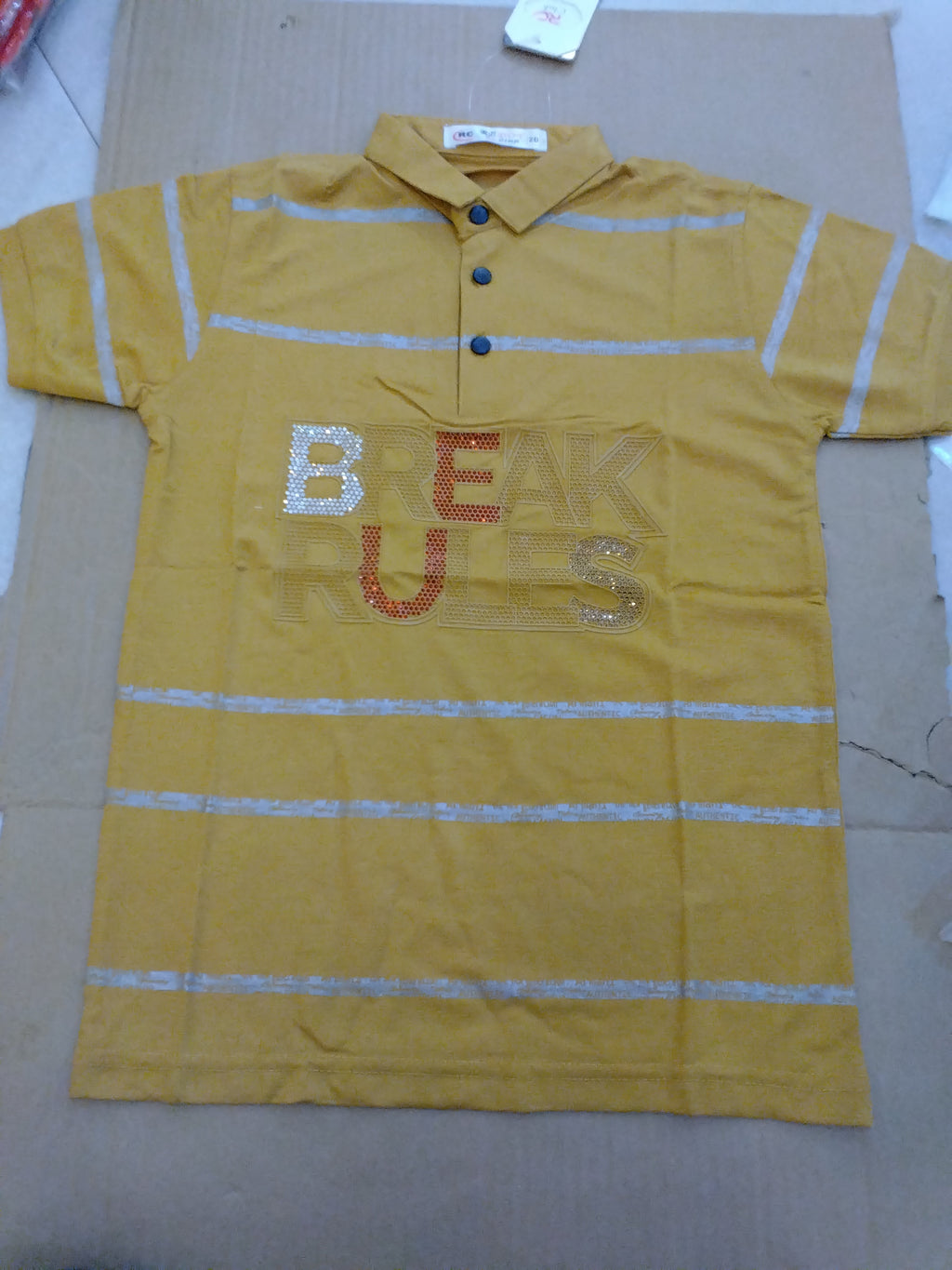 Boys “Break Rules” Premium Stripe Polo T-Shirt..299..