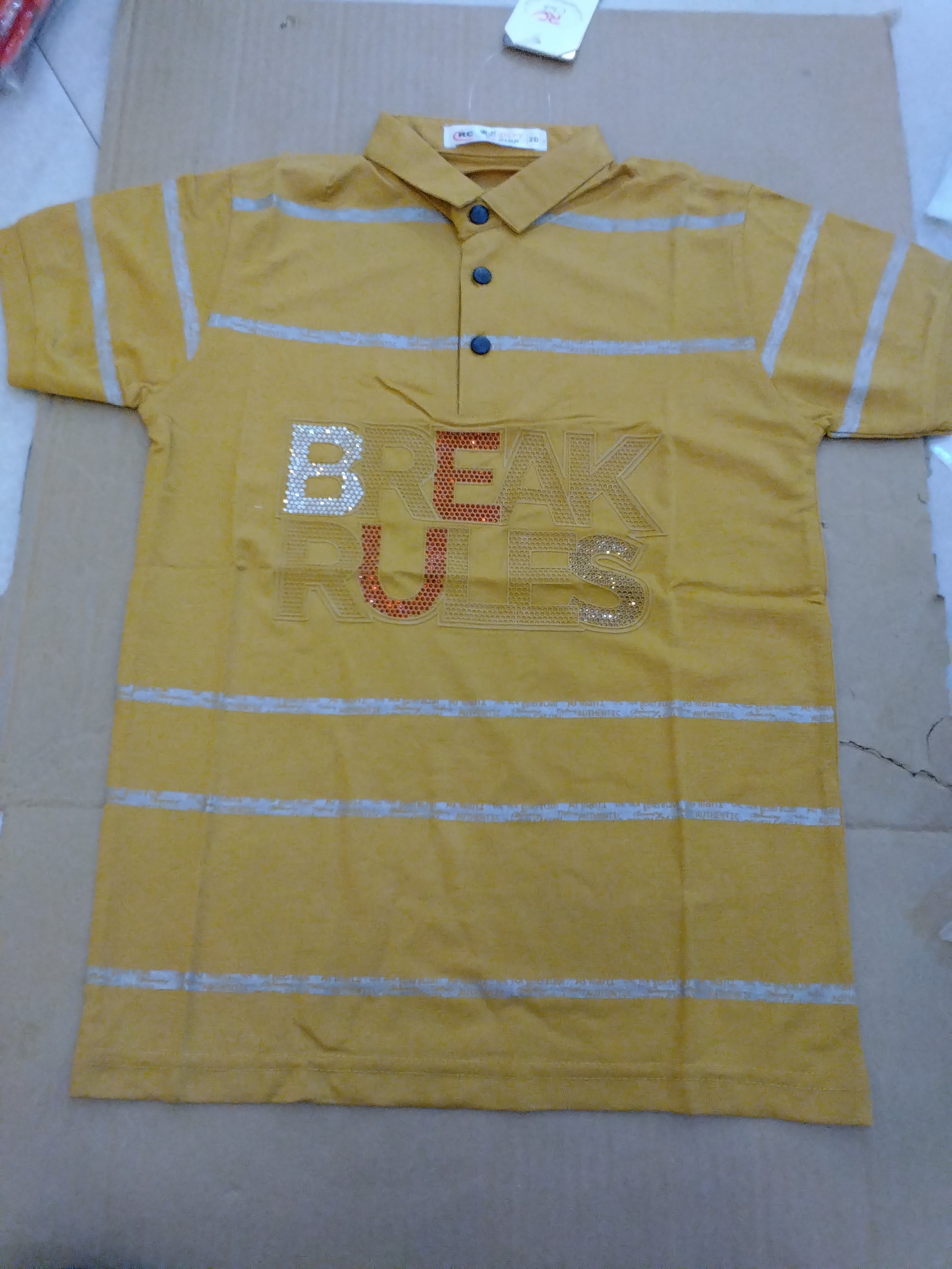 Boys “Break Rules” Premium Stripe Polo T-Shirt..299..