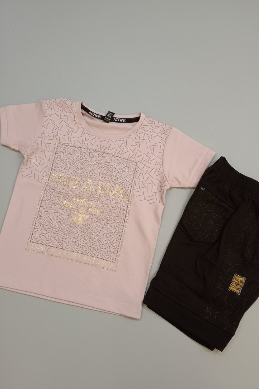 Girls PRADA Glitter Print T-Shirt & Cargo Pant Set 278