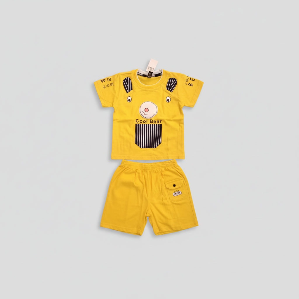 Kids Cool Bear Printed T-Shirt & Shorts Set 333