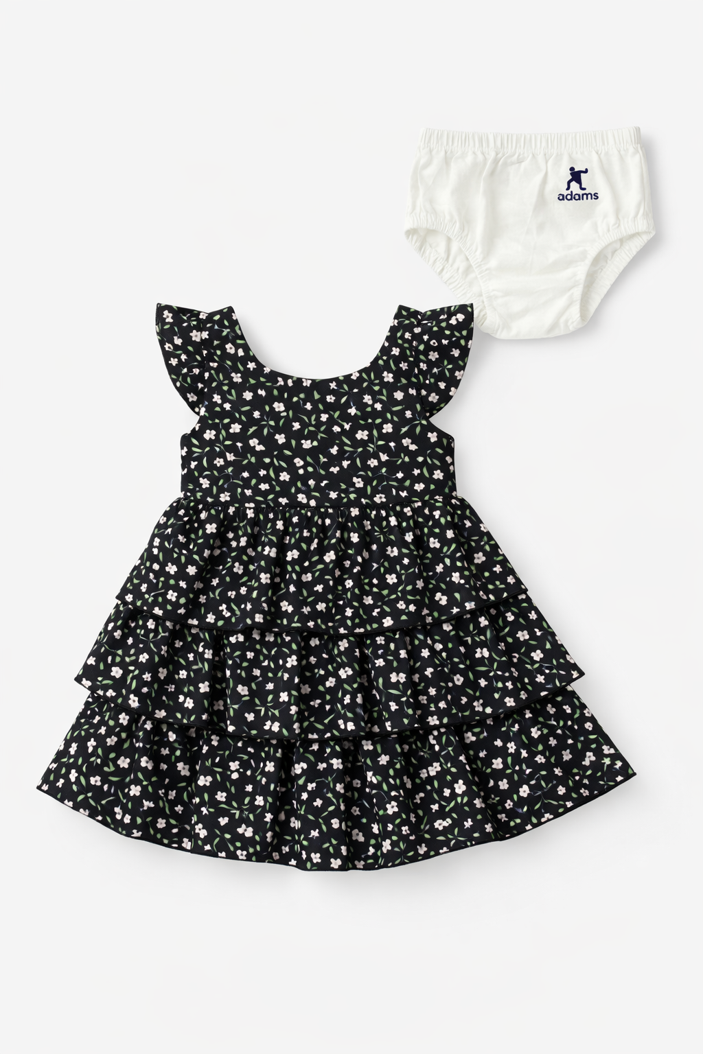 Baby Girl Floral Layered Frock Dress with Bloomers Set-0092