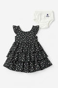 Baby Girl Floral Layered Frock Dress with Bloomers Set-0092