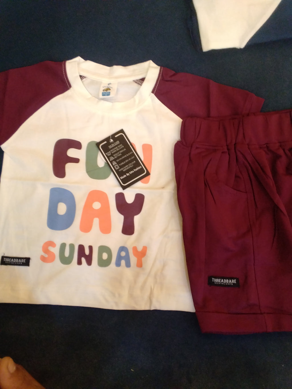 Kids Boys “Fun Day Sunday” Printed T-Shirt & Shorts Set 331