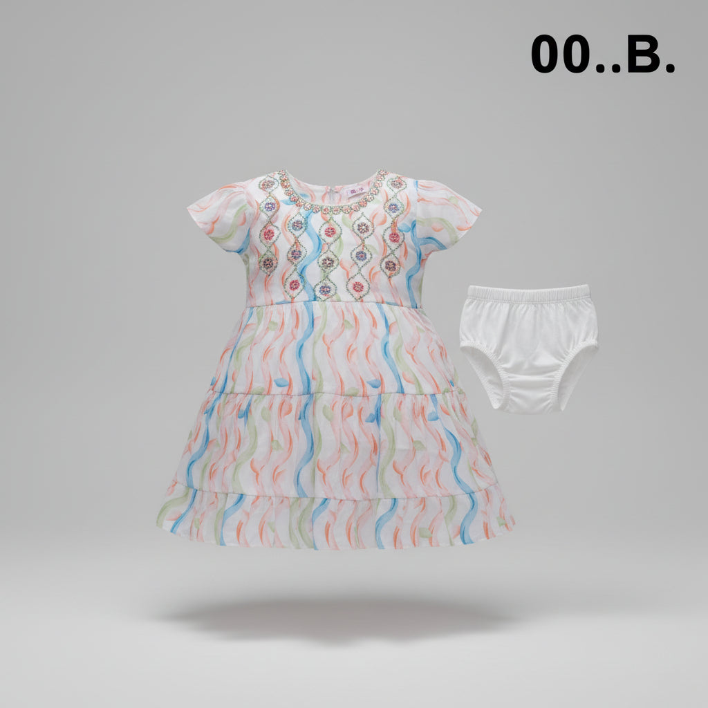 Baby Girl Printed Layered Dress with Inner Cotton Brief A/B/C - Multicolor.3