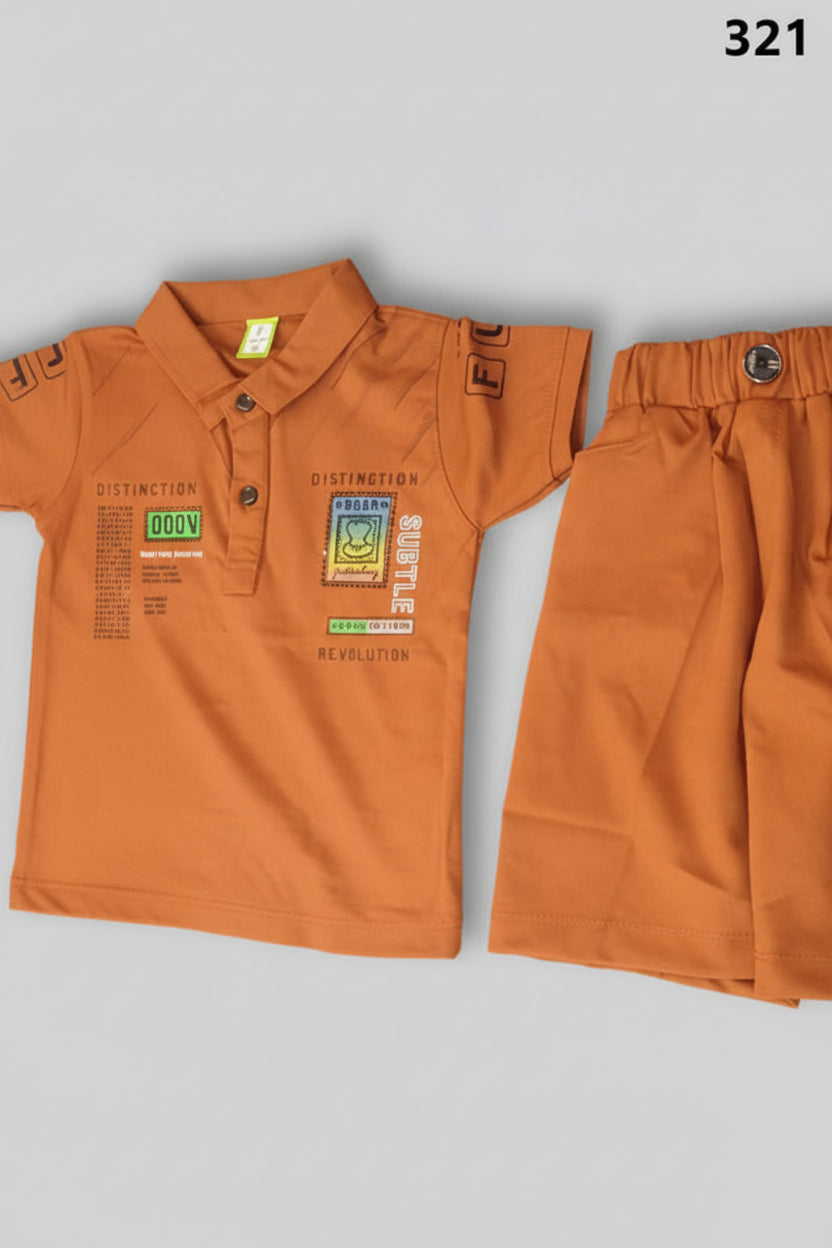 Boys Bear Fun Polo T-Shirt & Pant Summer Set 321