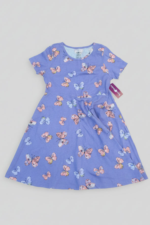 Girls Bird & Floral Printed Dress-3303