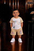 Premium Kids  T-Shirt & Striped Shorts Set-BO89