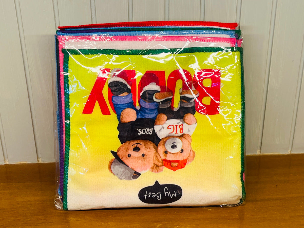 Baby Cartoon Printed Soft Washcloth / Face Towel (Multi Design Pack) 505