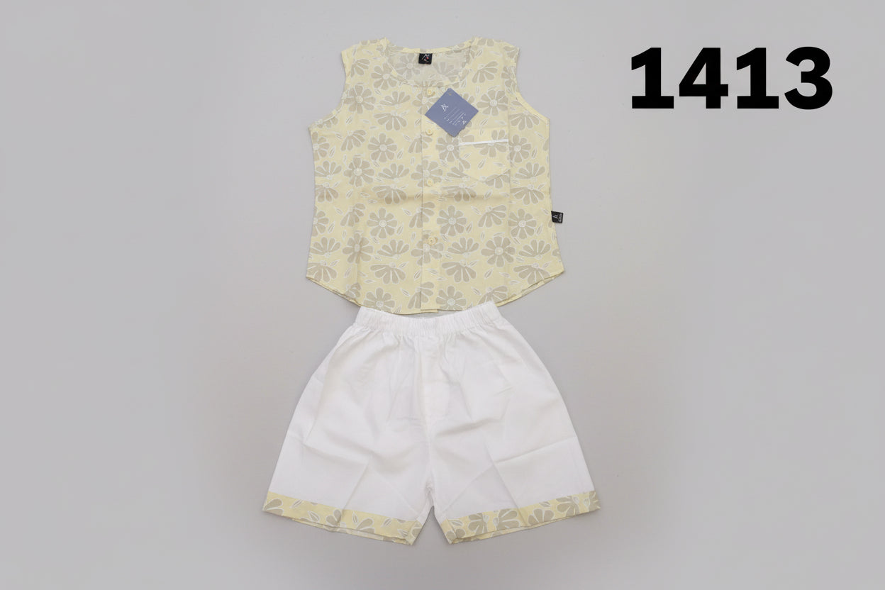 Baby Boys Floral Sleeveless Shirt & Shorts Summer Set 1413