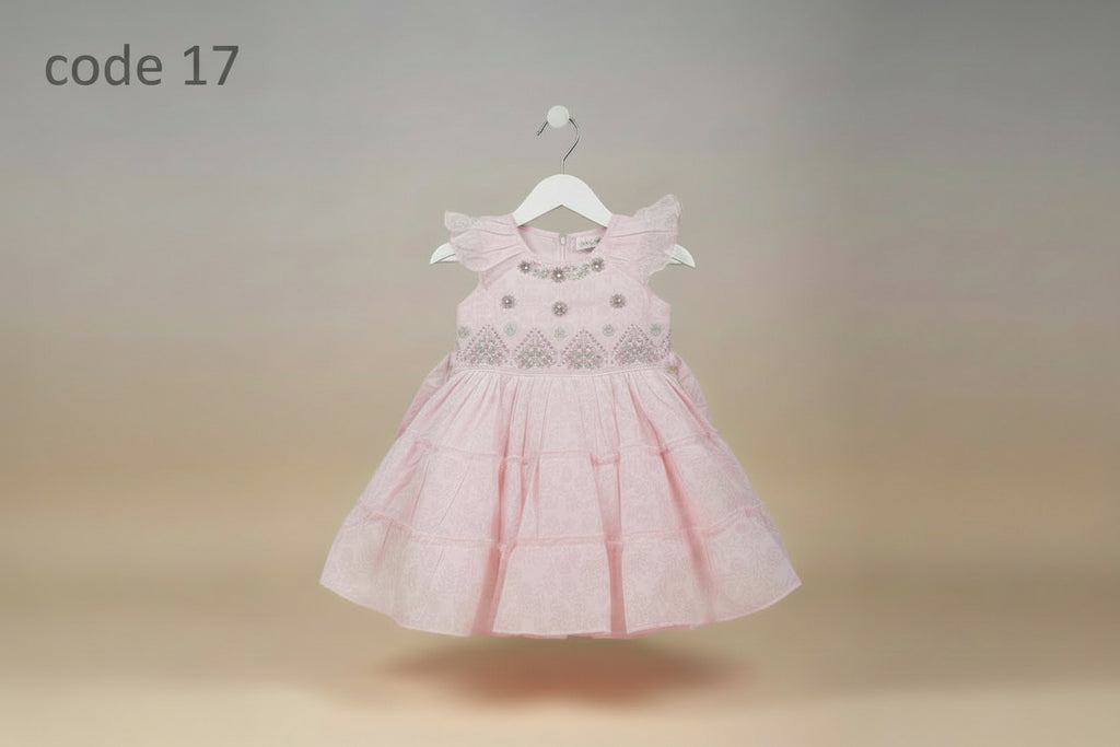 Girls Premium Floral Embroidered Party Frock 17