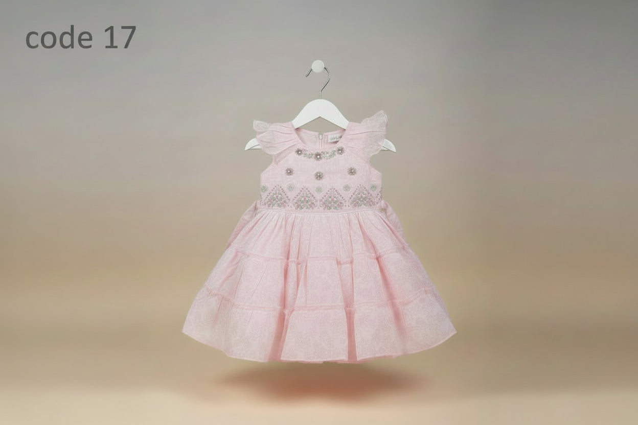 Girls Premium Floral Embroidered Party Frock 17